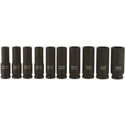 Jeu de 10 douilles longues à choc chrome molybdène 6 pans carré 1/2