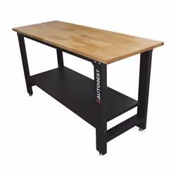 Etabli dAtelier - Table de Travail Noir en Métal - Plateau bois - Dimensions 1600x600x880 ep 25mm