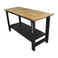 Etabli dAtelier - Table de Travail Noir en Métal - Plateau bois - Dimensions 1600x600x880 ep 25mm
