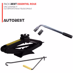 Ce pack essentiel prêt à l'emploi se compose d'un cric losange 1t et d'une clé démonte roue télescopique. Ce pack permet d'ef ...