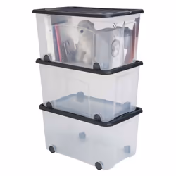 Lot de 3 boites de rangement en plastique avec couvercle et roues Sundis VENTILO 50L L58xl38xh325cm - noir