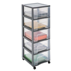Tour de rangement en plastique 5 tiroirs avec roues SUNDIS TAG TOWER XL