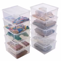 Lot de 10 boites de rangement en plastique avec couvercle Sundis CLEAR BOX 18L L.40 x l.335 x h.17 cm Transparent