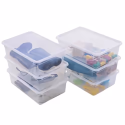 Lot de 6 boites de rangement en plastique avec couvercle Sundis CLEAR BOX 22L L.55 x l.375 x h.16 cm Transparent