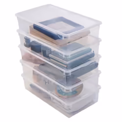 Lot de 5 boites de rangement en plastique avec couvercle Sundis CLEAR BOX 30L L.705 x l.40 x h.165 cm Transparent