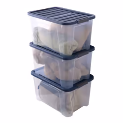 Lot de 3 boites de rangement en plastique avec couvercle Sundis WAVE BOX 45L L.555 x l.39 x h.305 cm Transparent