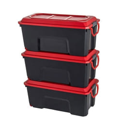 Lot de 3 boites de rangement en plastique avec couvercle roues et poignée Sundis LOCKER 75L L.777xl.395xh.34cm