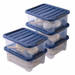 Lot de 5 boites de rangement en plastique avec couvercle Sundis WAVE BOX 17L L.45 x l.34 x h.17 cm Transparent