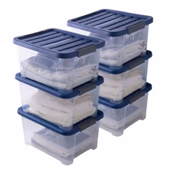 Lot de 6 boites de rangement en plastique avec couvercle Sundis WAVE BOX 24L L.45 x l.34 x h.23 cm Transparent