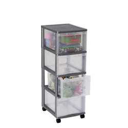 Tour de rangement en plastique 4 tiroirs avec roues SUNDIS OPTIMO