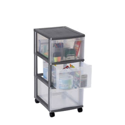 Tour de rangement en plastique 3 tiroirs avec roues SUNDIS OPTIMO