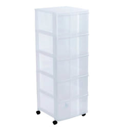 Tour de rangement en plastique 5 tiroirs avec roues SUNDIS MODULO