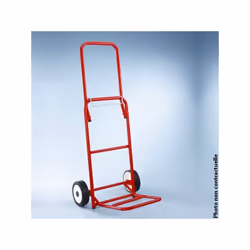 Petit diable télescopique repliable Permet de déplacer les charges lourdes sans effort Charge maxi : 100 kg Tube acier rouge  ...