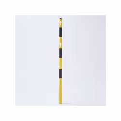 Potelet métal jaune et noir à sceller HT 150 cm Hauteur 150 cm dont 25 cm pour le scellement Tube poteau Ø 50 mm Passage 2 ch ...