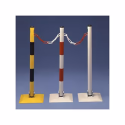 Potelet métal jaune et noir sur socle carré rabattable HT 90 cm Socle carré 30 x 30 cm pour une grande stabilité Système raba ...