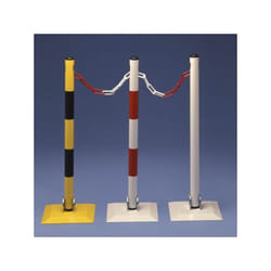 Potelet métal jaune et noir sur socle carré rabattable ht 90 cm