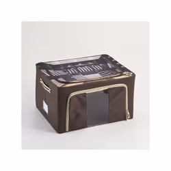 Housse de rangement tissu 44 L marron Dimension : 50 x 40 x HT 22 cm Armature métallique haute résistance avec tissu polyeste ...