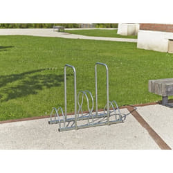 Râtelier 3 vélos sur 2 niveaux avec 2 arceaux pour antivol Mottez B129V3AR côté Passager