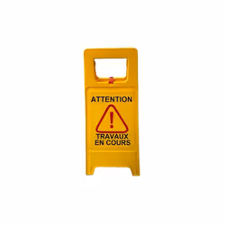 Idéal pour mettre en évidence un risque d'accident. Chevalet de signalisation auto portant en polypropylène. Panneau avec imp ...
