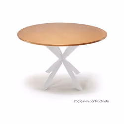 Pied de table central coloris blanc mat 2 croix à assembler Pour plateau mini 80 cm, maxi 120 cm (rond, carré, rectangle) En  ...