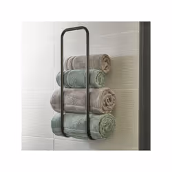 Porte serviette de bain mural noir Organisateur de serviettes de bain Capacité environ 5 serviettes Les serviettes restent en ...