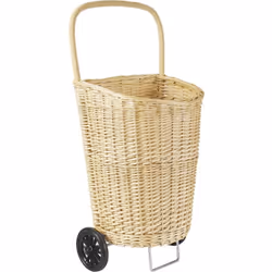 Dimensions : Le panier : 45 x 35 x 50 H totale 90 Matière : osier blanc Poids : 2.5 kg Gencod : 3238920045093