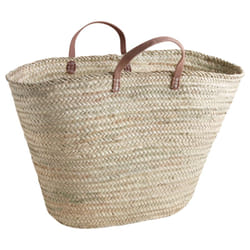 Panier XXL en palmier et cuir 70cm