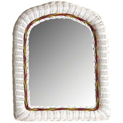 Miroir en moelle de rotin laqué blanc