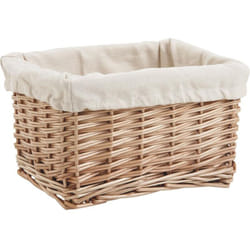 Aubry Gaspard - Corbeille rectangulaire en osier doublé coton 28 x 22 x 15 cm