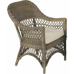 Aubry Gaspard - Fauteuil en rotin gris avec coussin Polo