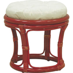 Aubry Gaspard - Tabouret en rotin avec coussin Uni - Rouge