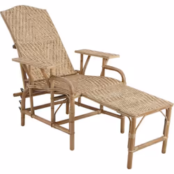 Chaise longue en manau et lame de rotin