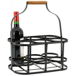 Aubry Gaspard - Panier bouteilles en métal et bois 6 bouteilles - Noir
