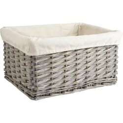 Aubry Gaspard - Corbeille de rangement en osier gris et coton Taille 1