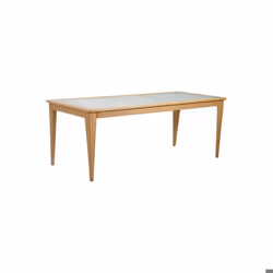 Table de jardin en polyrésine et verre naturel