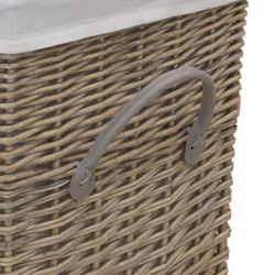 Aubry Gaspard - Panier à linge + 4 corbeilles en osier gris (Lot de 5)
