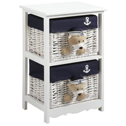 Aubry Gaspard - Commode 2 tiroirs en bois et osier Ourson
