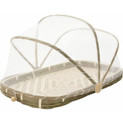 Plateau en bambou avec cloche en filet synthétique Longueur 45cm