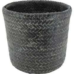 Aubry Gaspard - Cache pot rond en bambou patiné (Lot de 5) - Noir