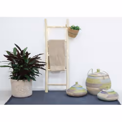 Cache pot rond en bambou patiné (Lot de 5)