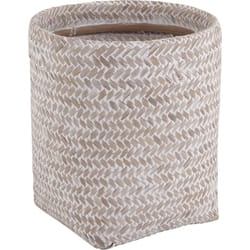 Aubry Gaspard - Poubelle ronde en bambou blanc - Blanc