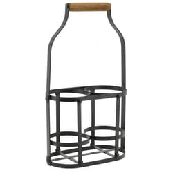 Porte-bouteilles en métal et bois pour 2 bouteilles