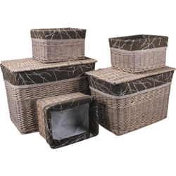 Aubry Gaspard - 2 malles + 3 corbeilles en osier teinté (Lot de 5) - Marron
