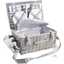 Panier pique-nique osier gris avec compartiment isotherme