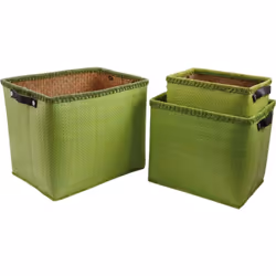 Aubry Gaspard - Corbeilles de rangement en palmier (Lot de 3) - Vert
