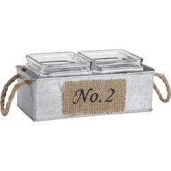Aubry Gaspard - Jardinière en zinc avec pots en verre 24 cm