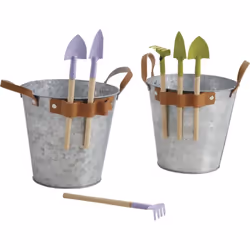 Seau en zinc pour enfant avec 3 outils