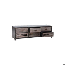 Meuble TV en métal et bois - AUBRY GASPARD - MTV 1060 - 6 tiroirs - Aspect bois - 160x50x50 cm