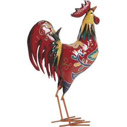 Coq en métal laqué multicolore