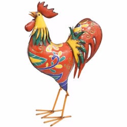 Coq en métal laqué multicolore